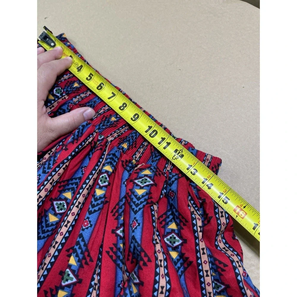 Vintage 80s Square Up Fashions Dancing Skirt Native Southwestern Size L Cotton - Picture 8 of 9